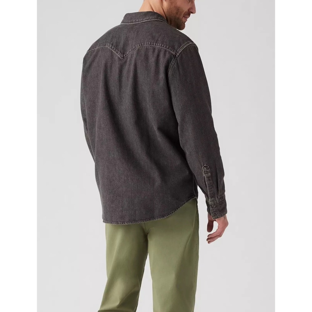 Levi's Mens Barstow Classic Western Denim Pearl Snap Button Casual Dress Shirt M - Picture 2 of 6